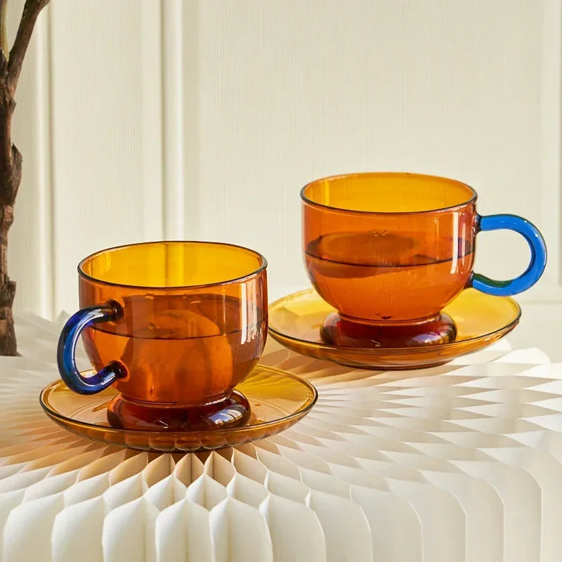 AmberGlow Borosilicate Glass Mug Set