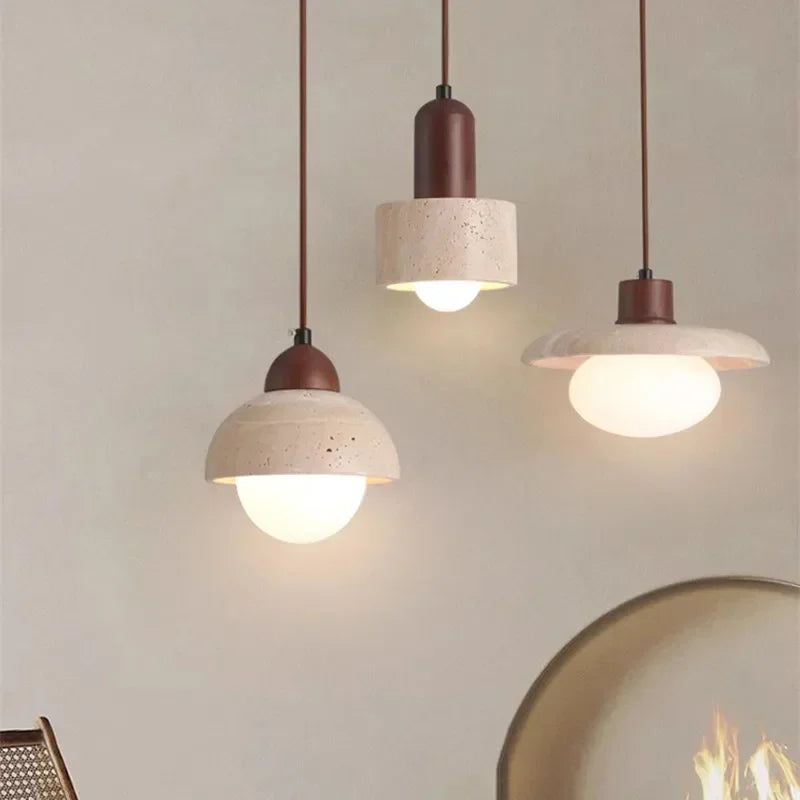 LumiStone Pendant Lamp – Natural Stone & Wood Elegance