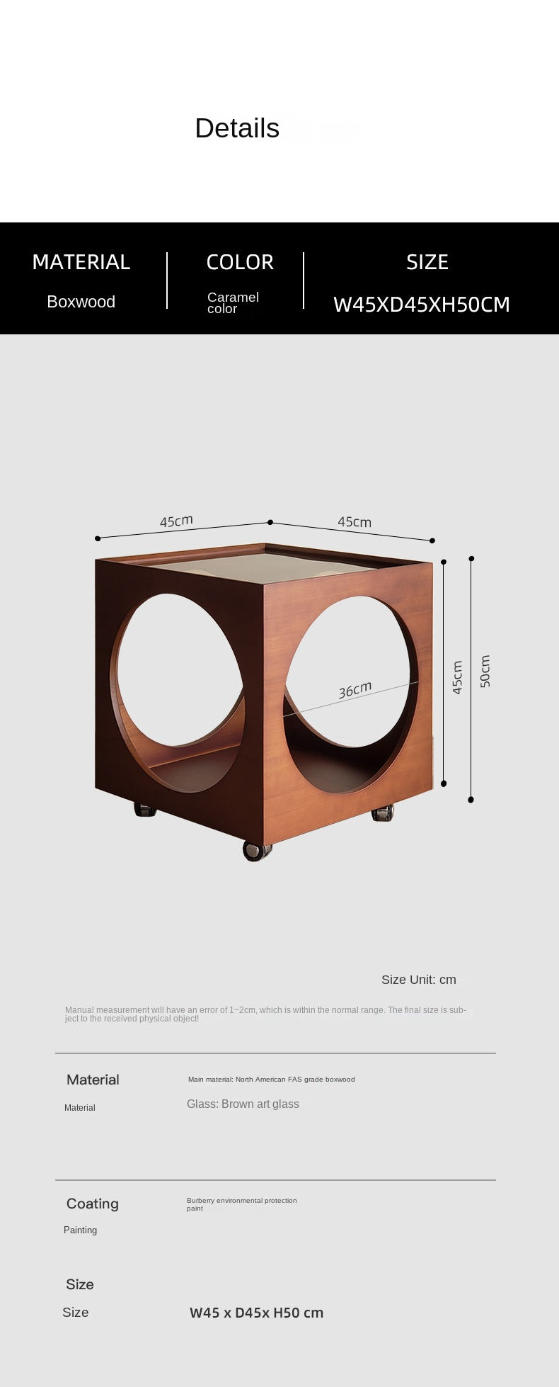 SkandiShop Side Table Solid Wood