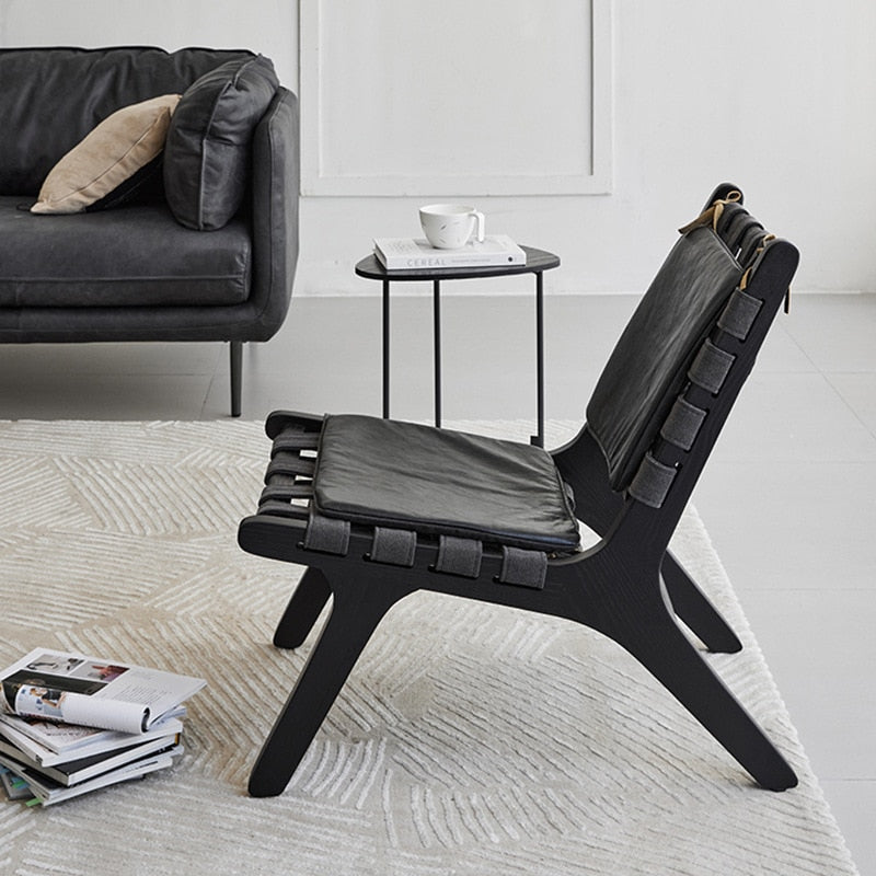 SkandiShop Retro Solid Wood Leather Saddle Chair