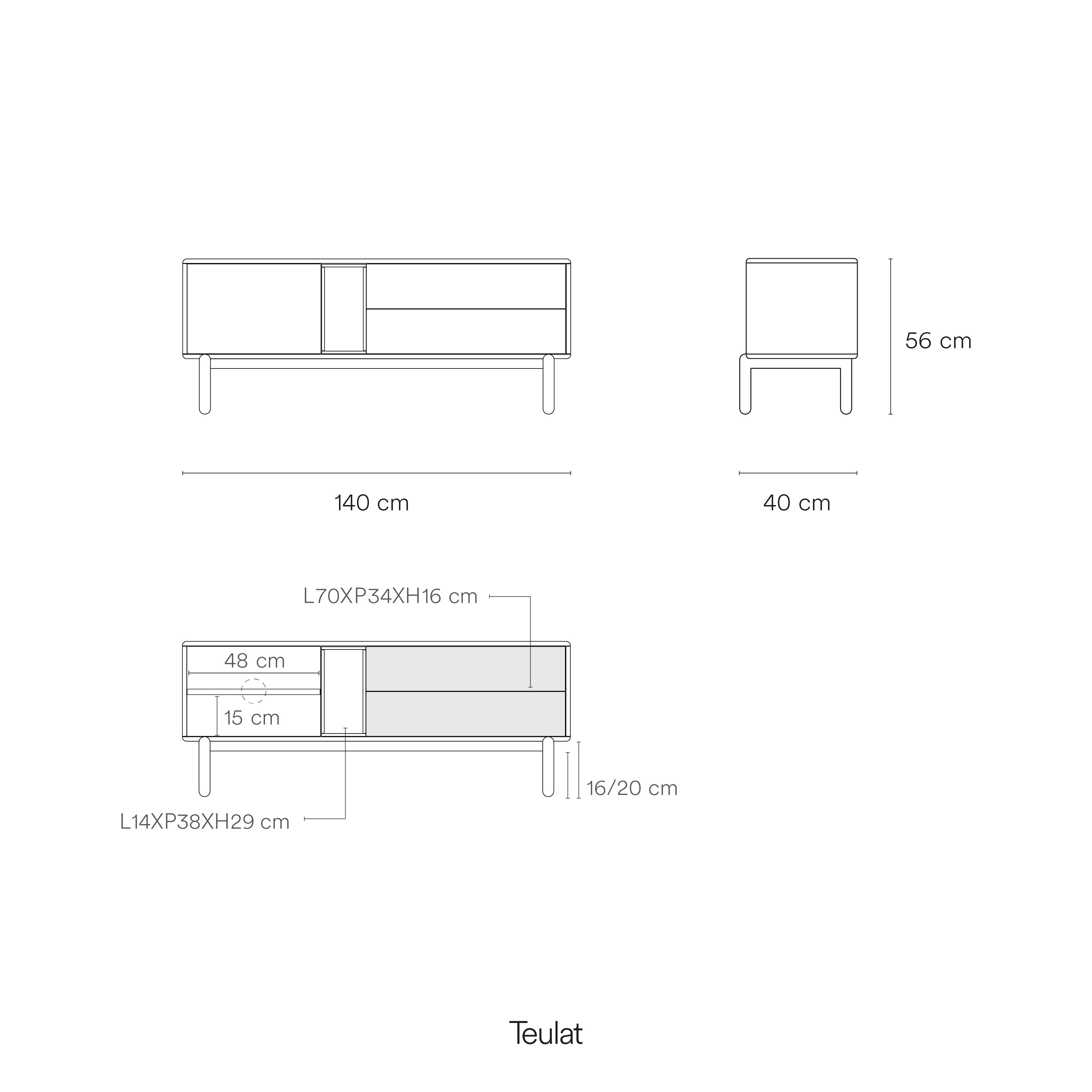 Tv Cabinet Corvo 1D1H2Dr 140Cm Dark Anthracite