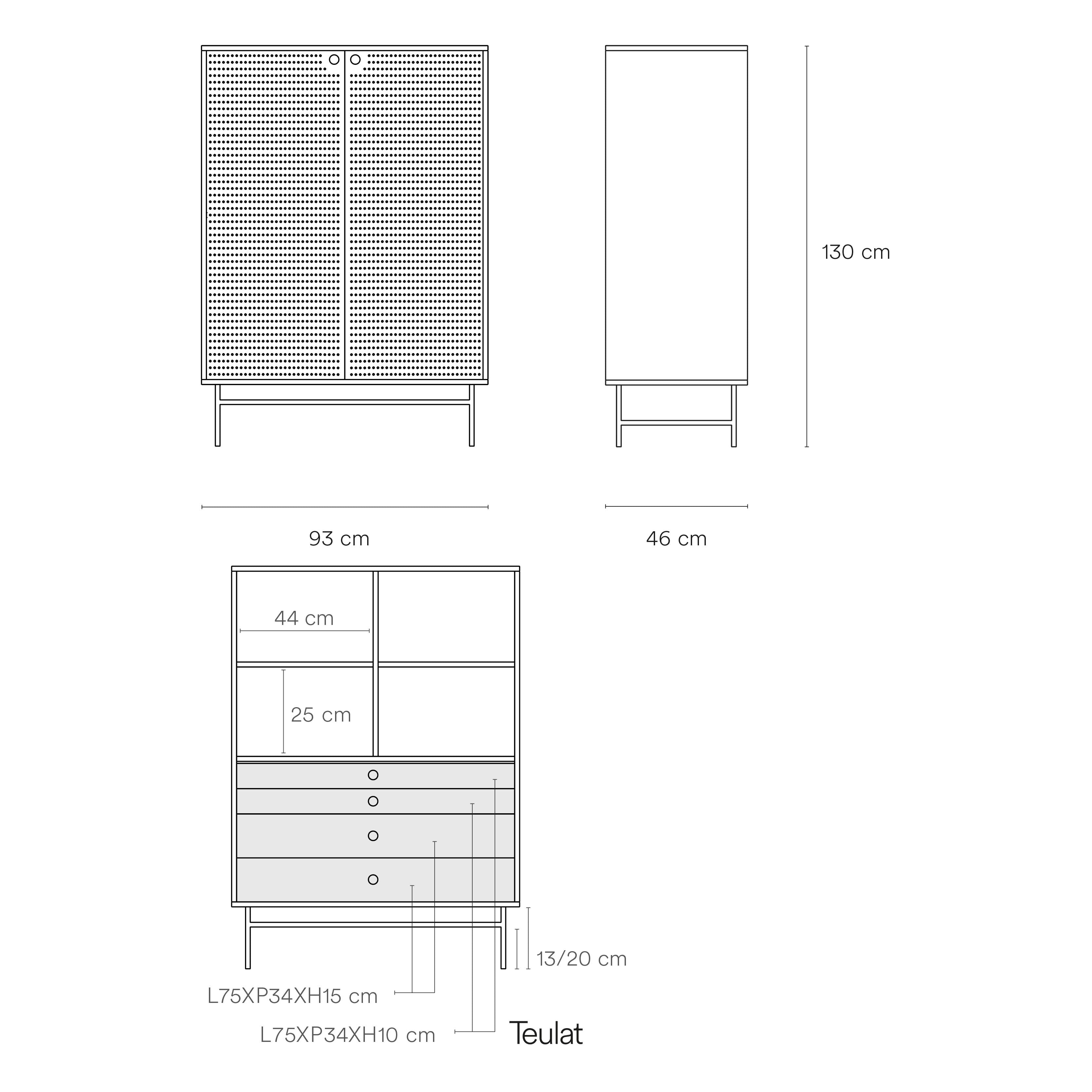 Occasional Cabinet Punto 2D/4Inner Drawers Black/B