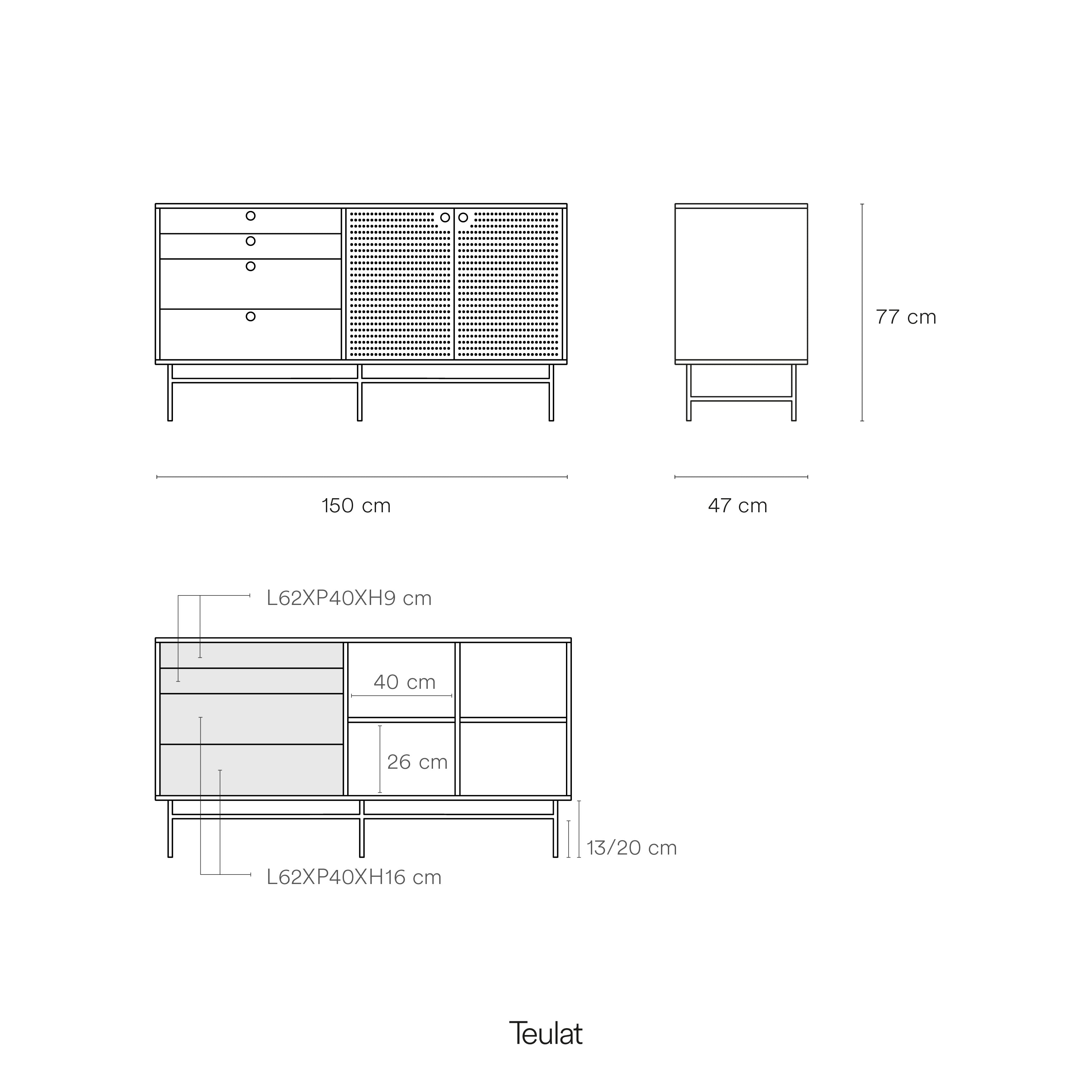 Sideboard Punto 2D4Dr Black/Dark Green