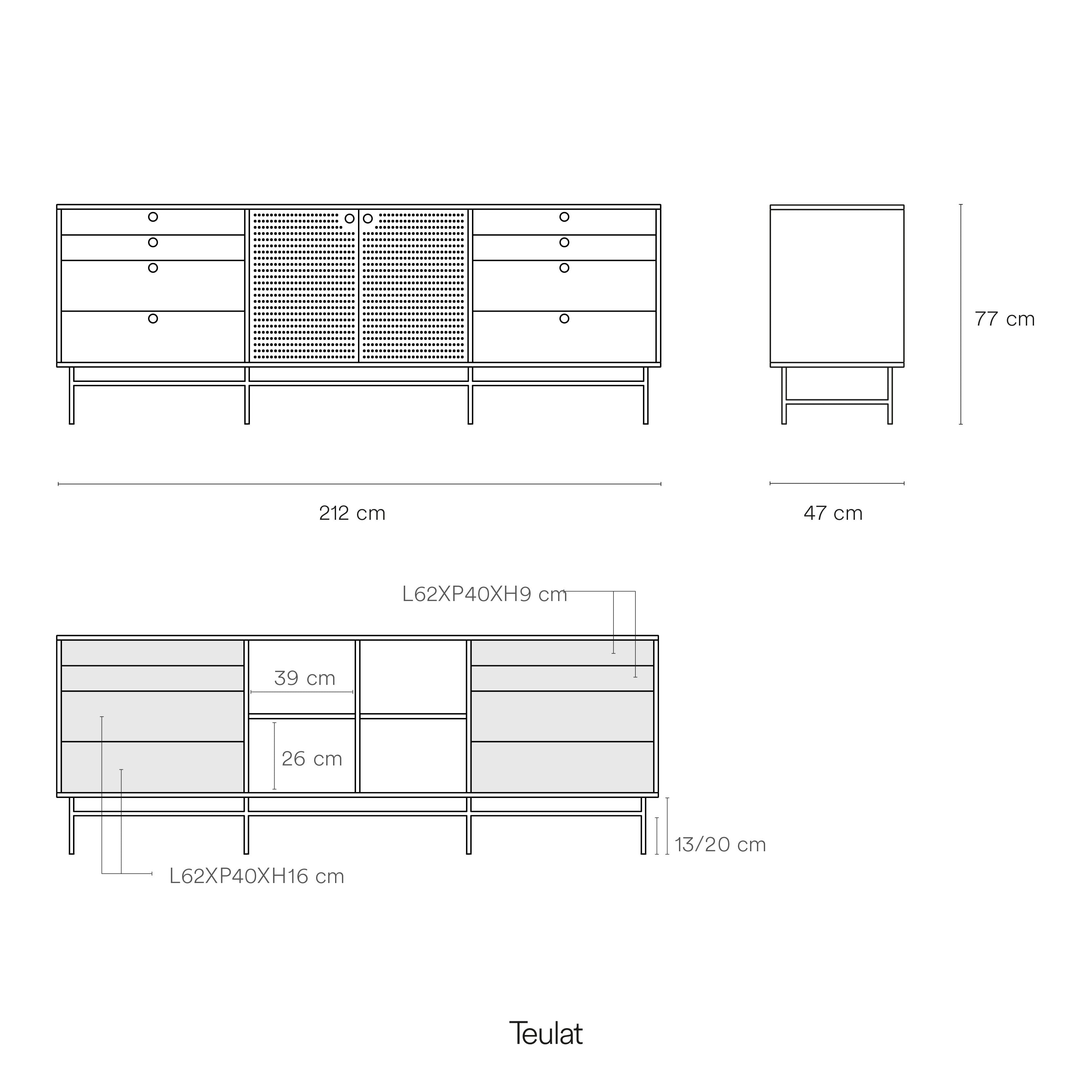 Sideboard Punto 2D/8D Black/Blue-Gr.Antr