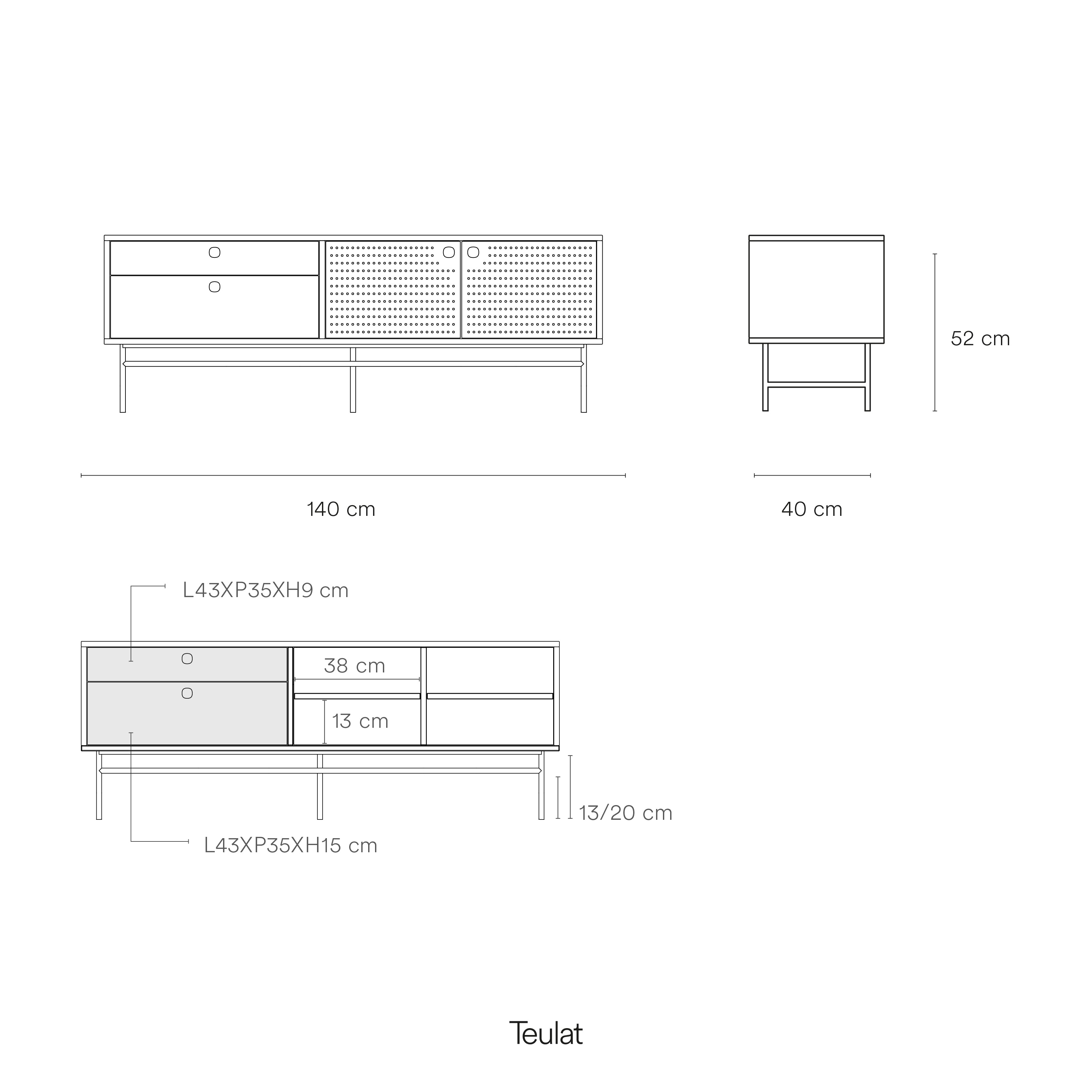 Tv Cabinet Punto 2D2Dr 140Cm Black/Dark Green