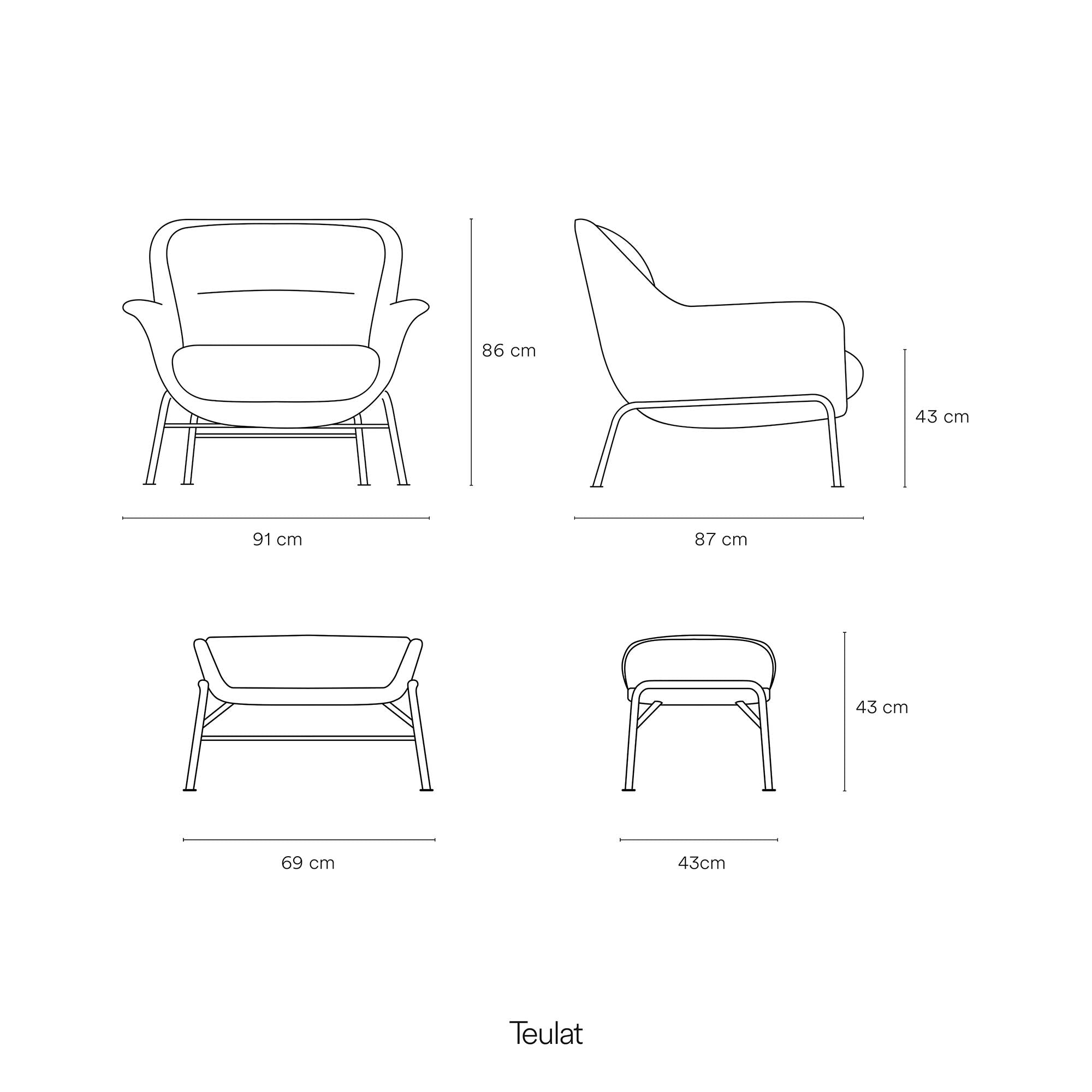 Armchair Sadira Petroleum Blue (1 Piece Per Box)Ox