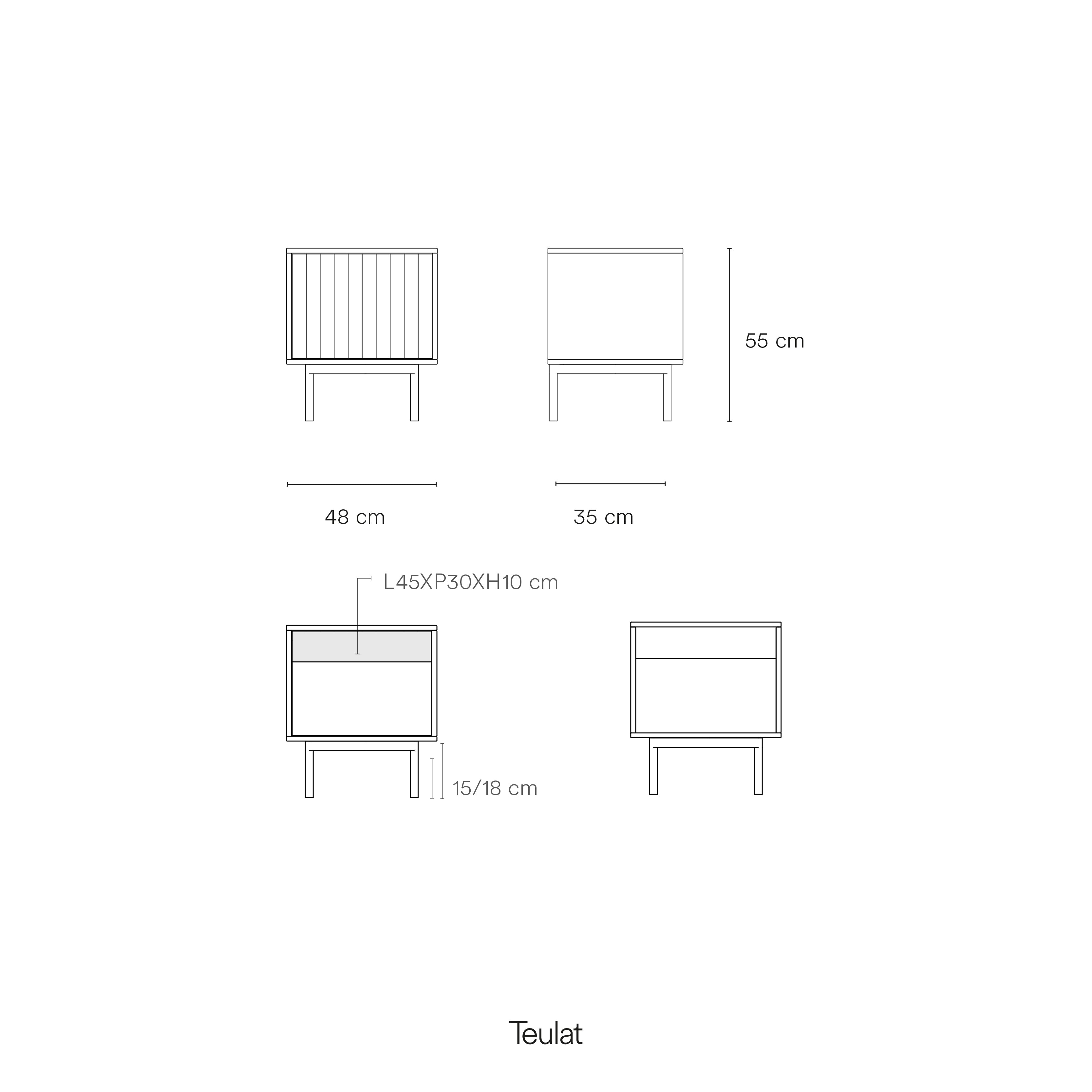 Bedside Table Sierra 1 Front, 2 Inner Drawers Blac