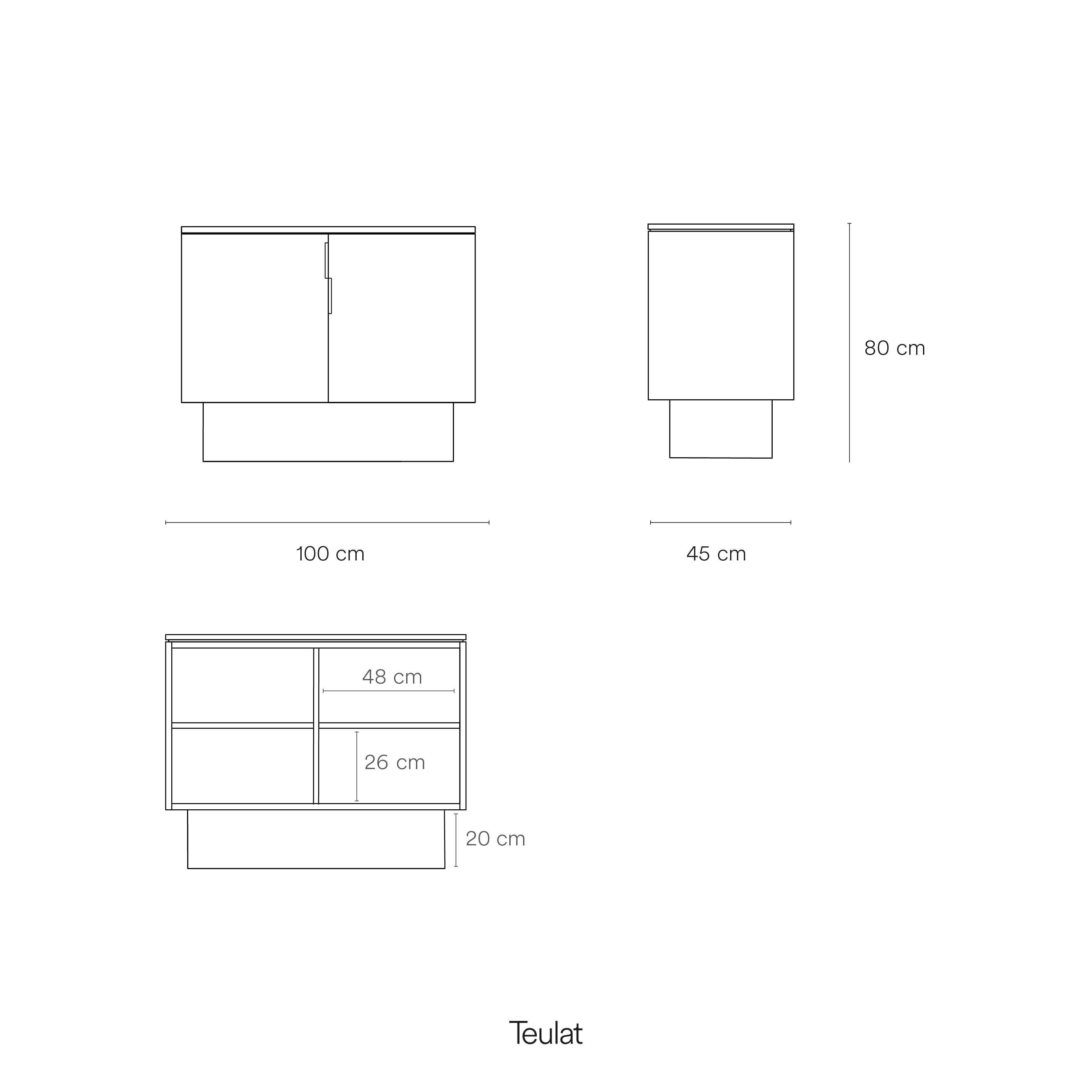 TOTEM Chest of 2 Drawers in Anthracite Grey by Teulat
