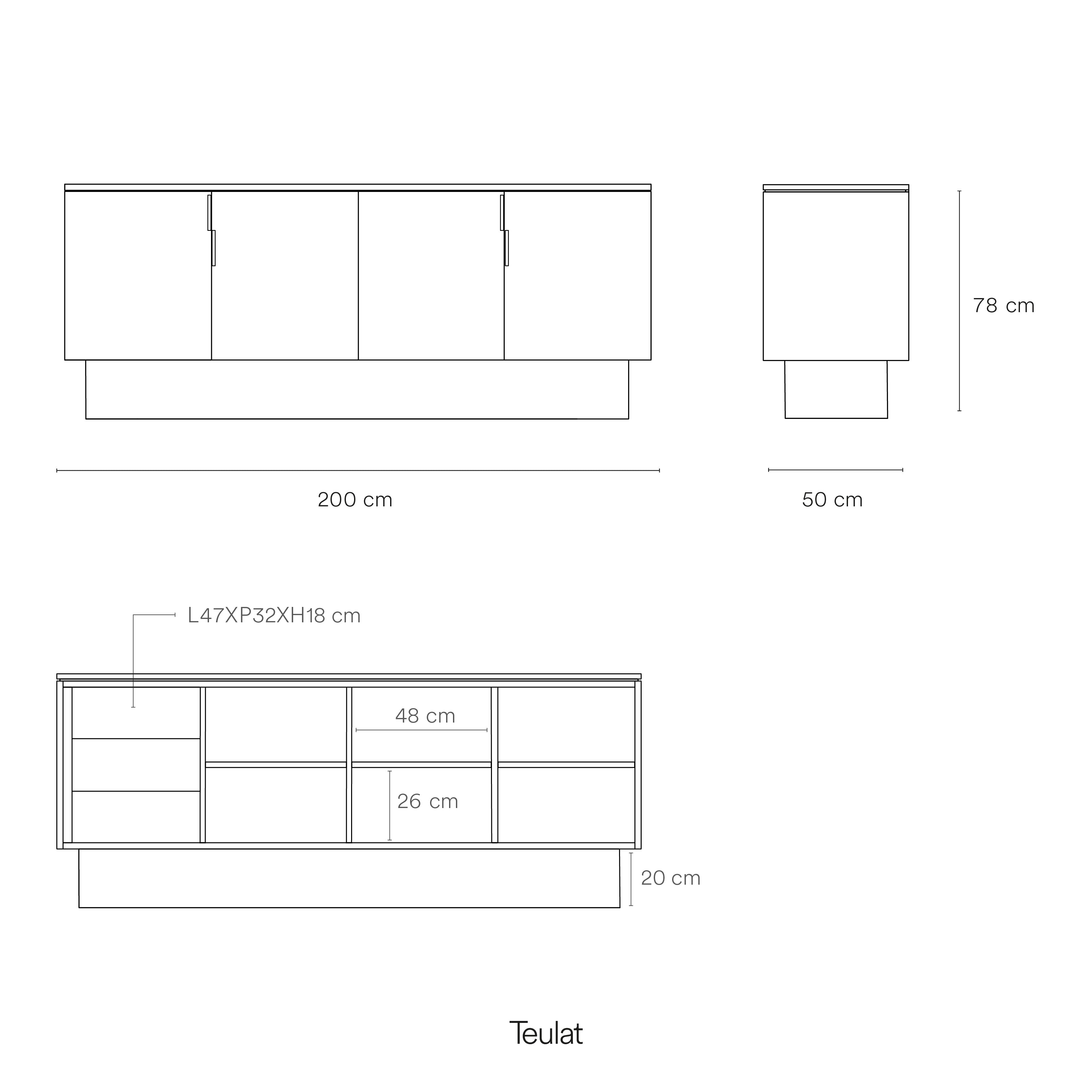 Sideboard Totem 4D3Dr Anthracite Gray