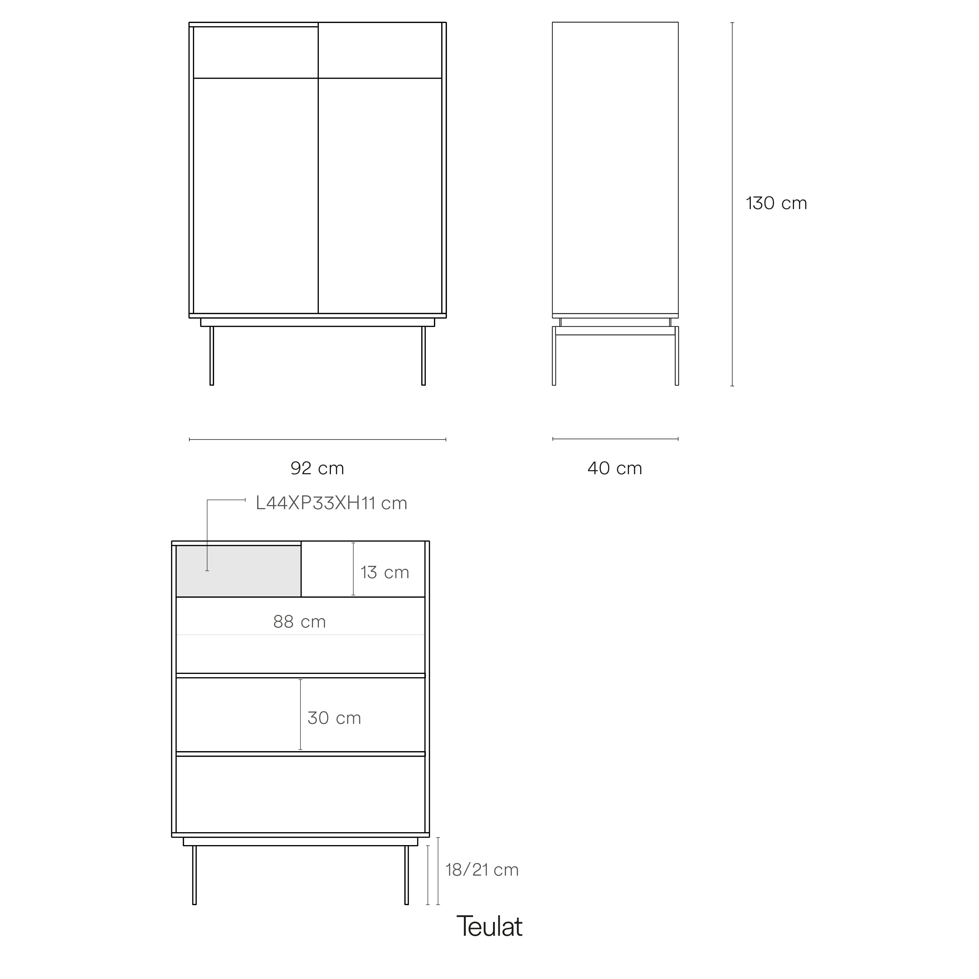 Occasional Cabinet Valley 2D1Dr Oak Metal Tray/ Le