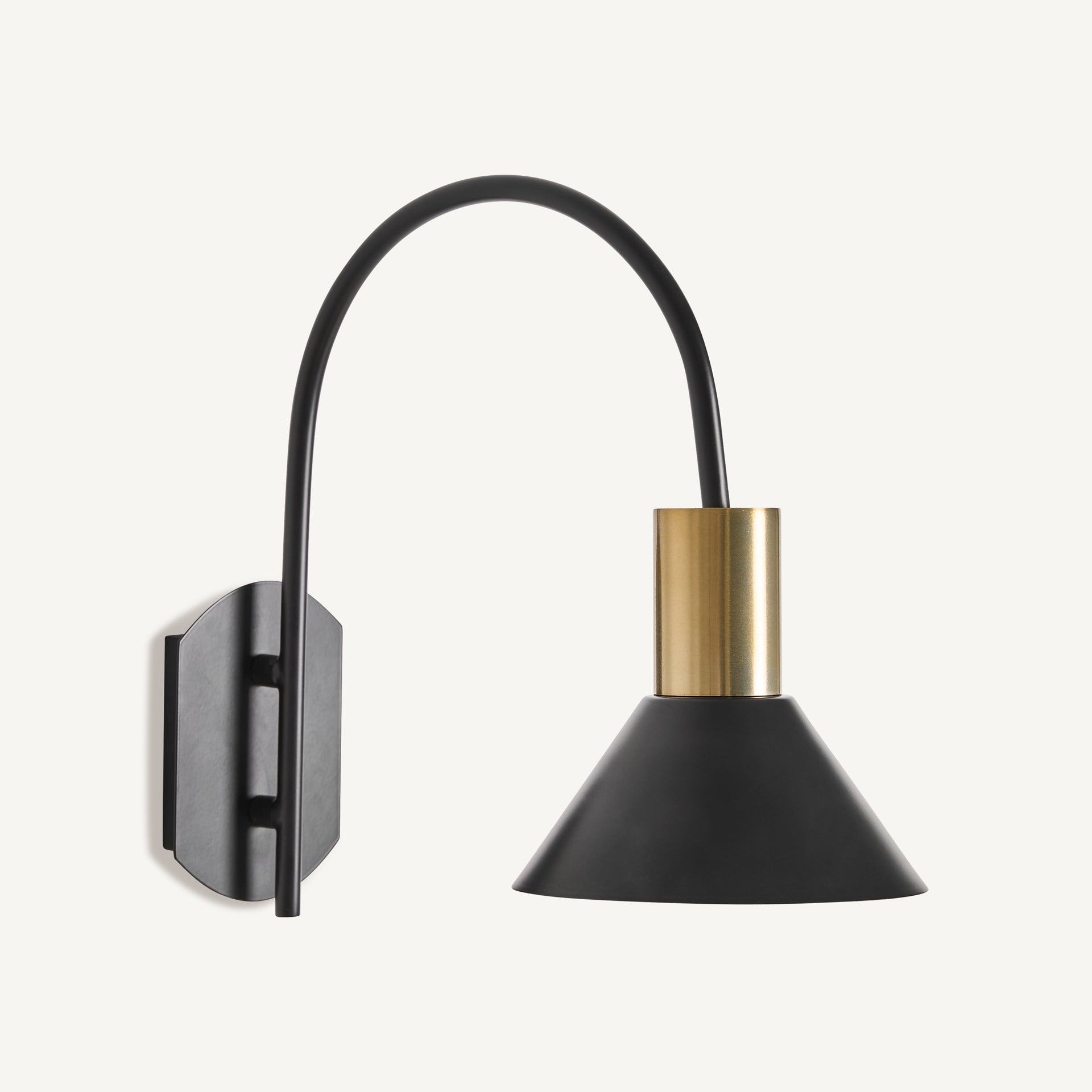 SEB Art Deco Wall Lamp - Black Iron with Gold Detail