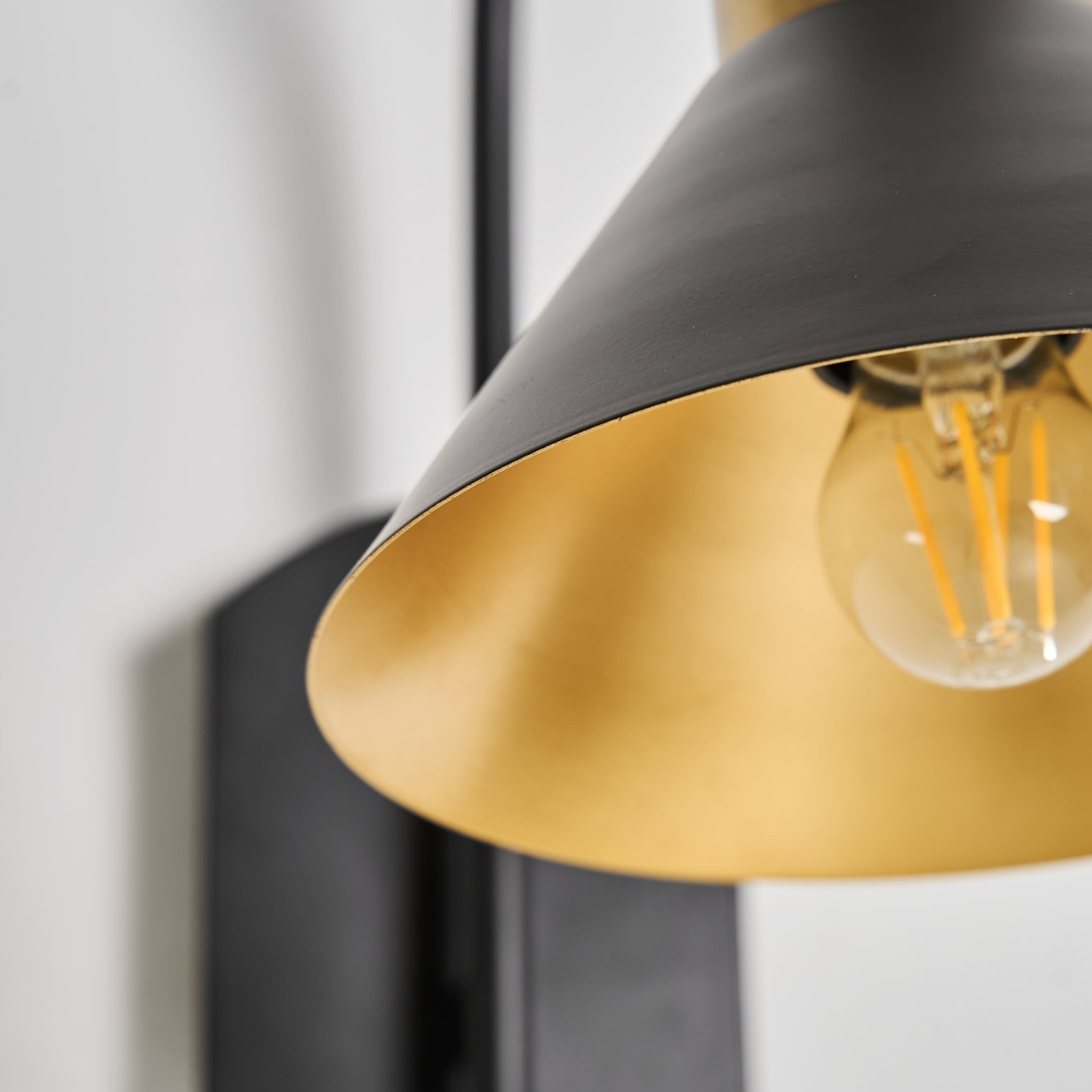 SEB Art Deco Wall Lamp - Black Iron with Gold Detail