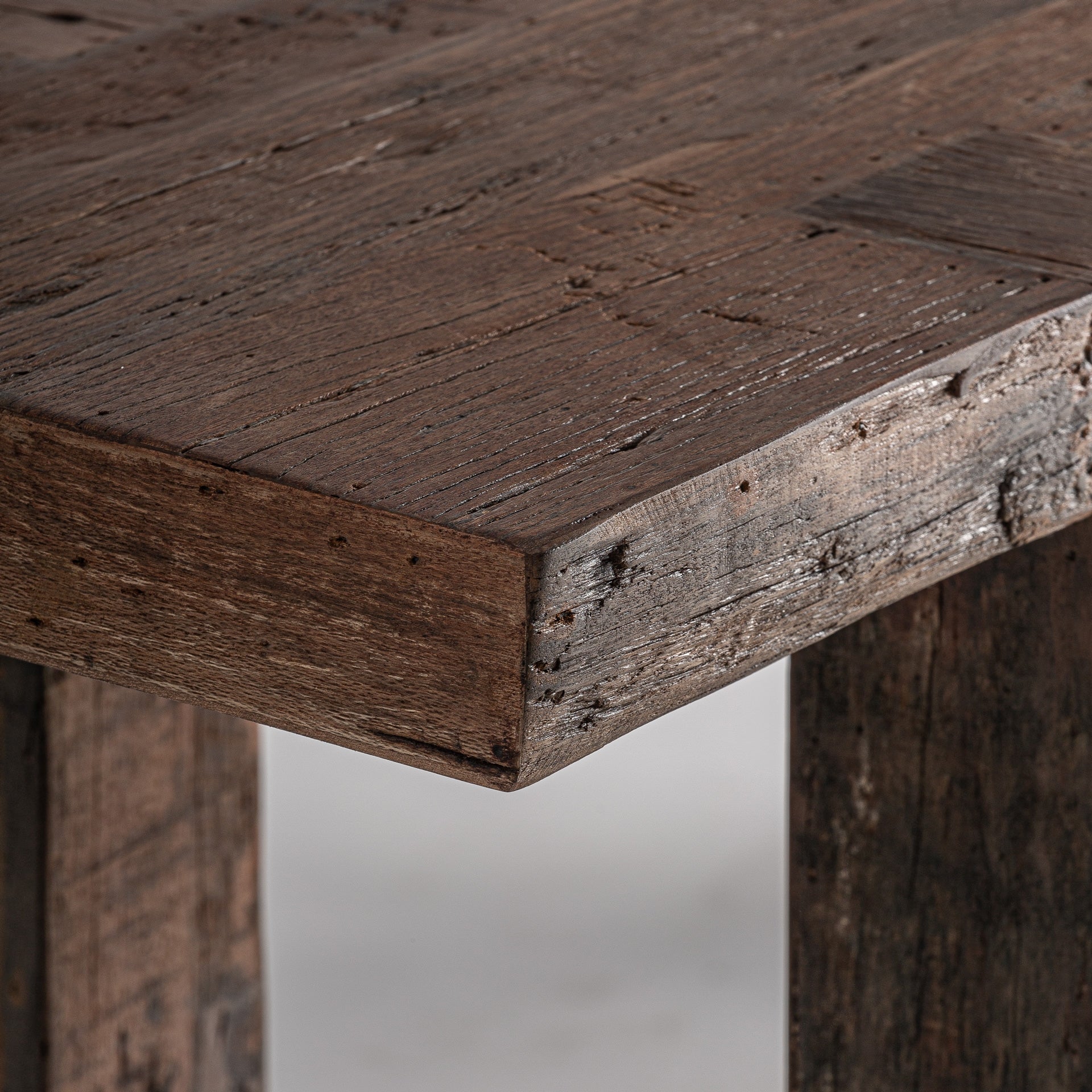 Reclaimed Wood Console Table - 200cm Brown Vintage Entryway Table