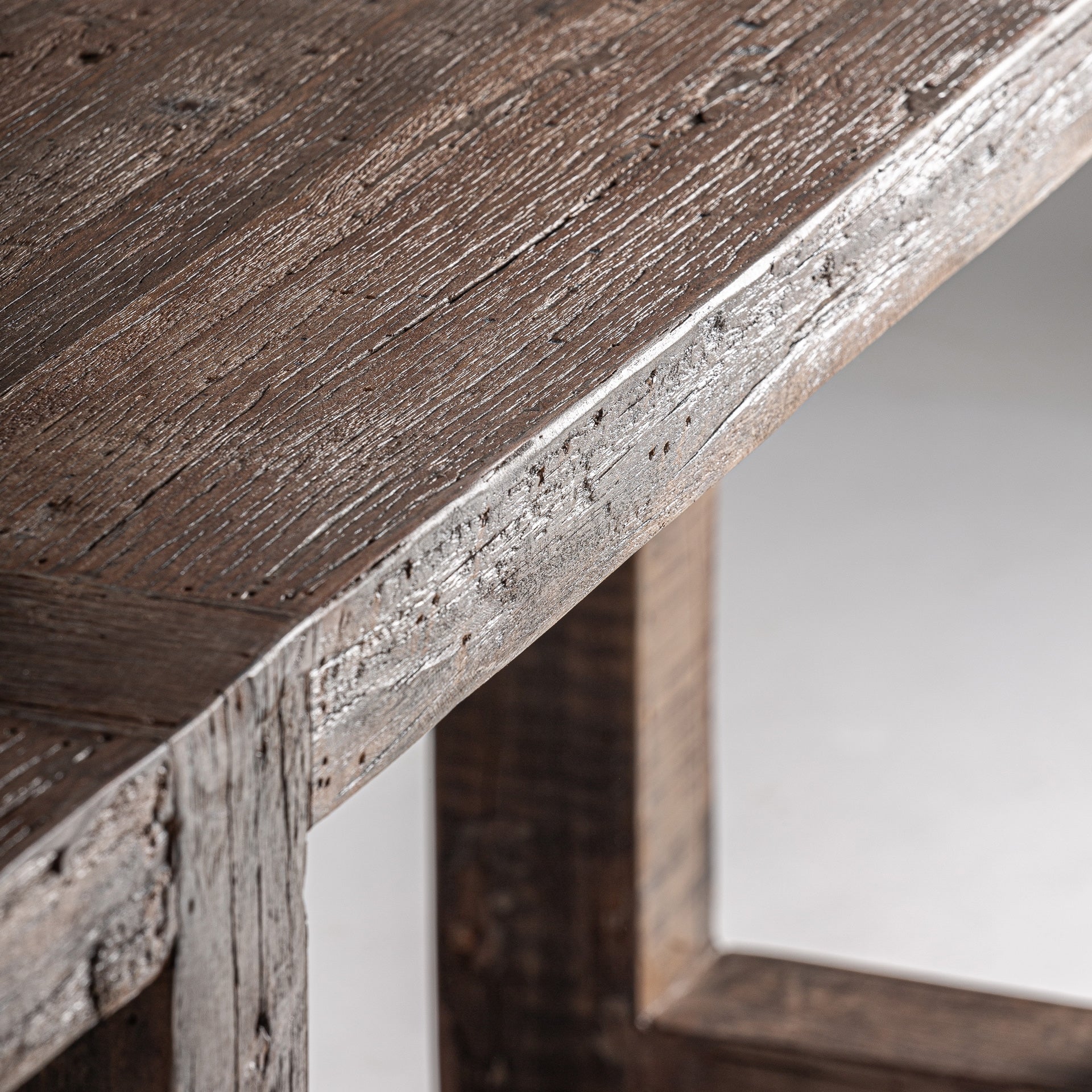 Reclaimed Wood Console Table - 200cm Brown Vintage Entryway Table