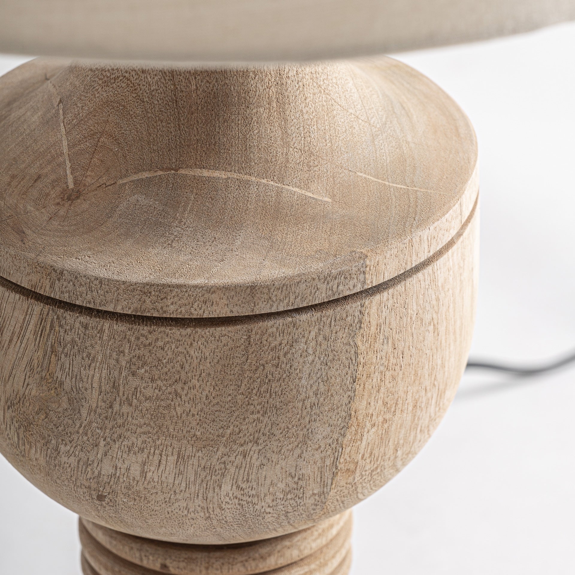 Bamberg Mango Wood Table Lamp with Cotton Shade
