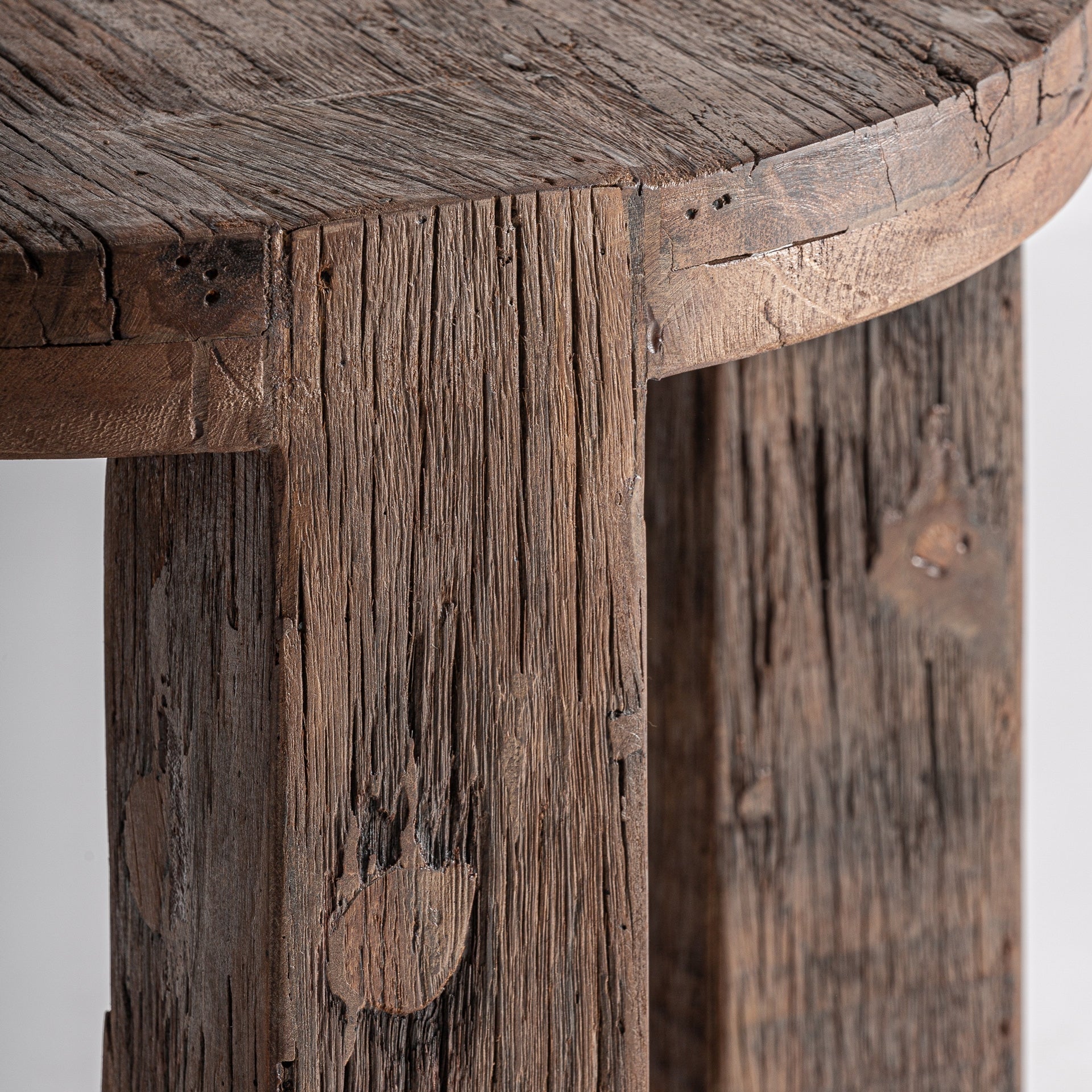 Baltic Sea-  Reclaimed Wood Side Table - 60cm Brown Accent Table