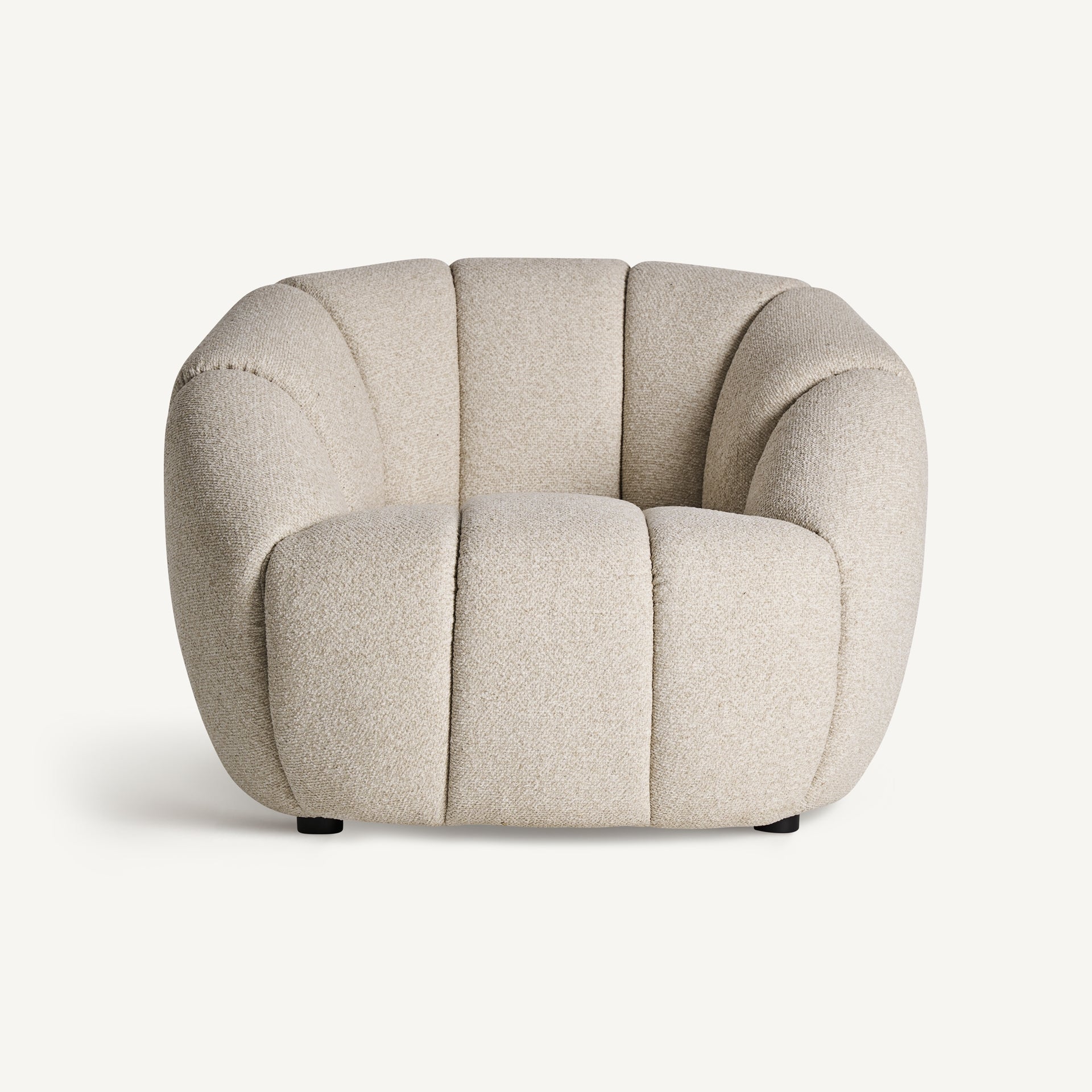 Lajoux Beige Curved Armchair - Premium Upholstered Lounge Chair