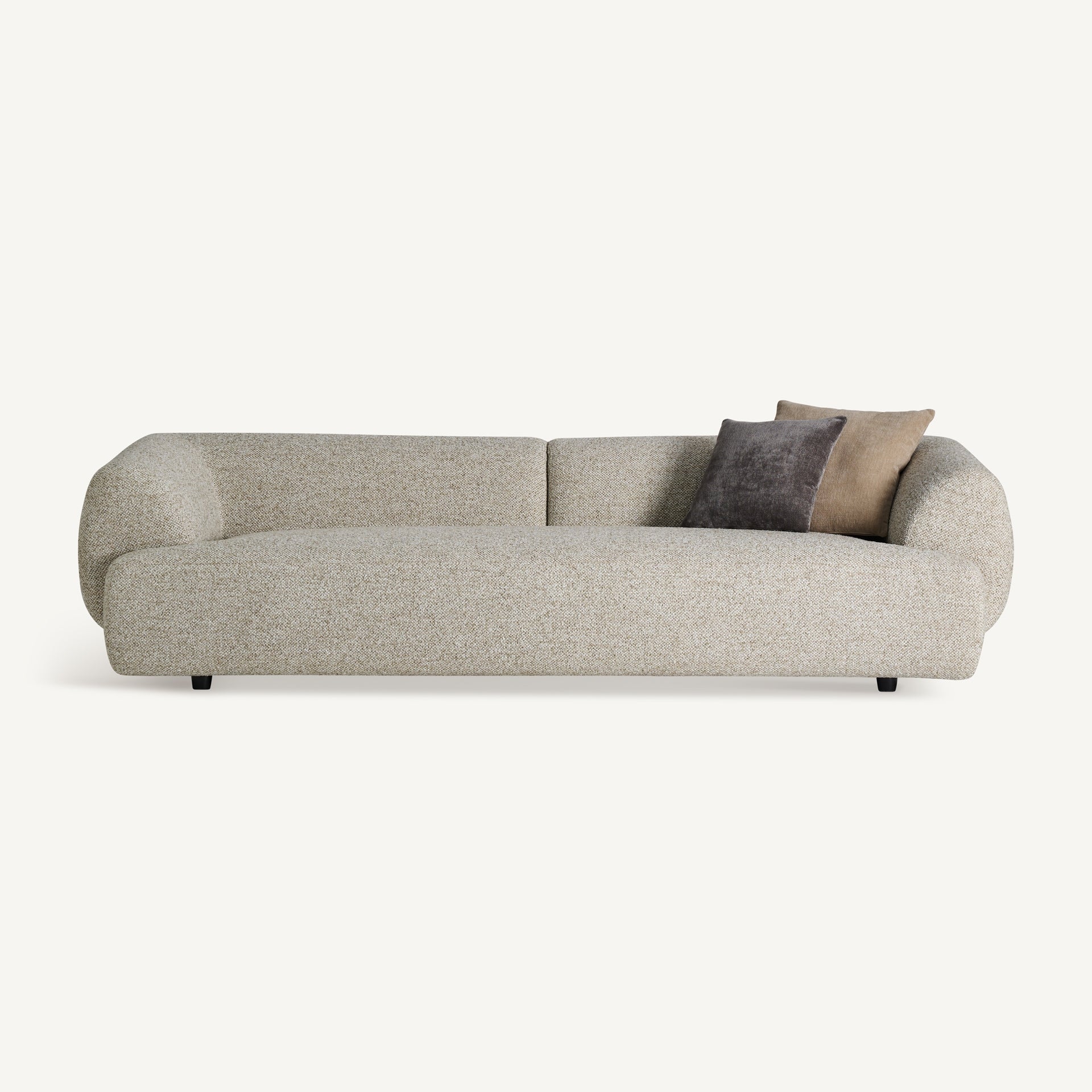 Izeronore Beige Linen Sofa with Larch Wood Frame - 262cm