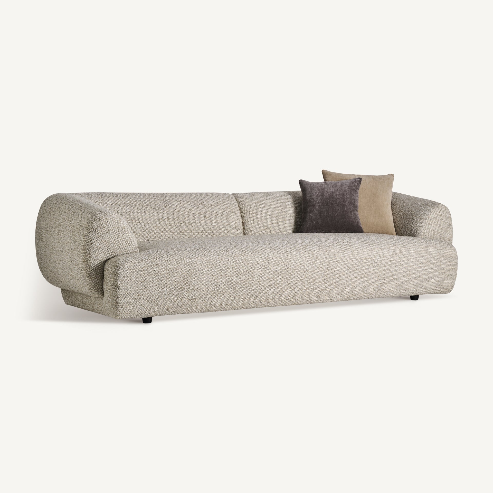 Izeronore Beige Linen Sofa with Larch Wood Frame - 262cm