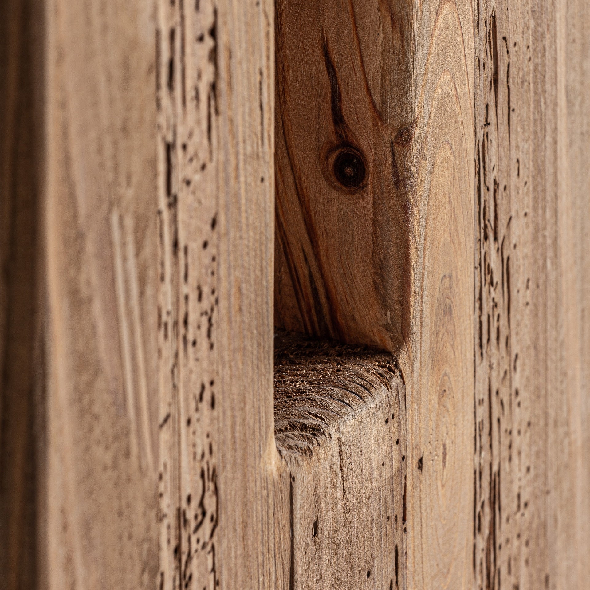 Celis Recycled Pine Wood Stool - Sustainable Ethnic Design